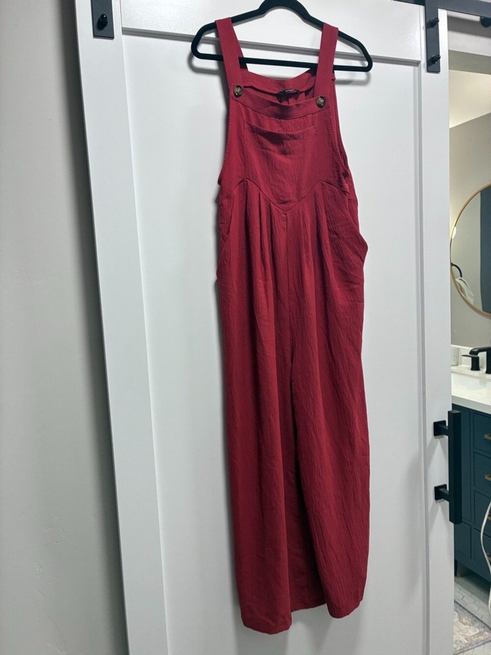 Dokotoo Red Wide Leg Overalls Jumpsuit L